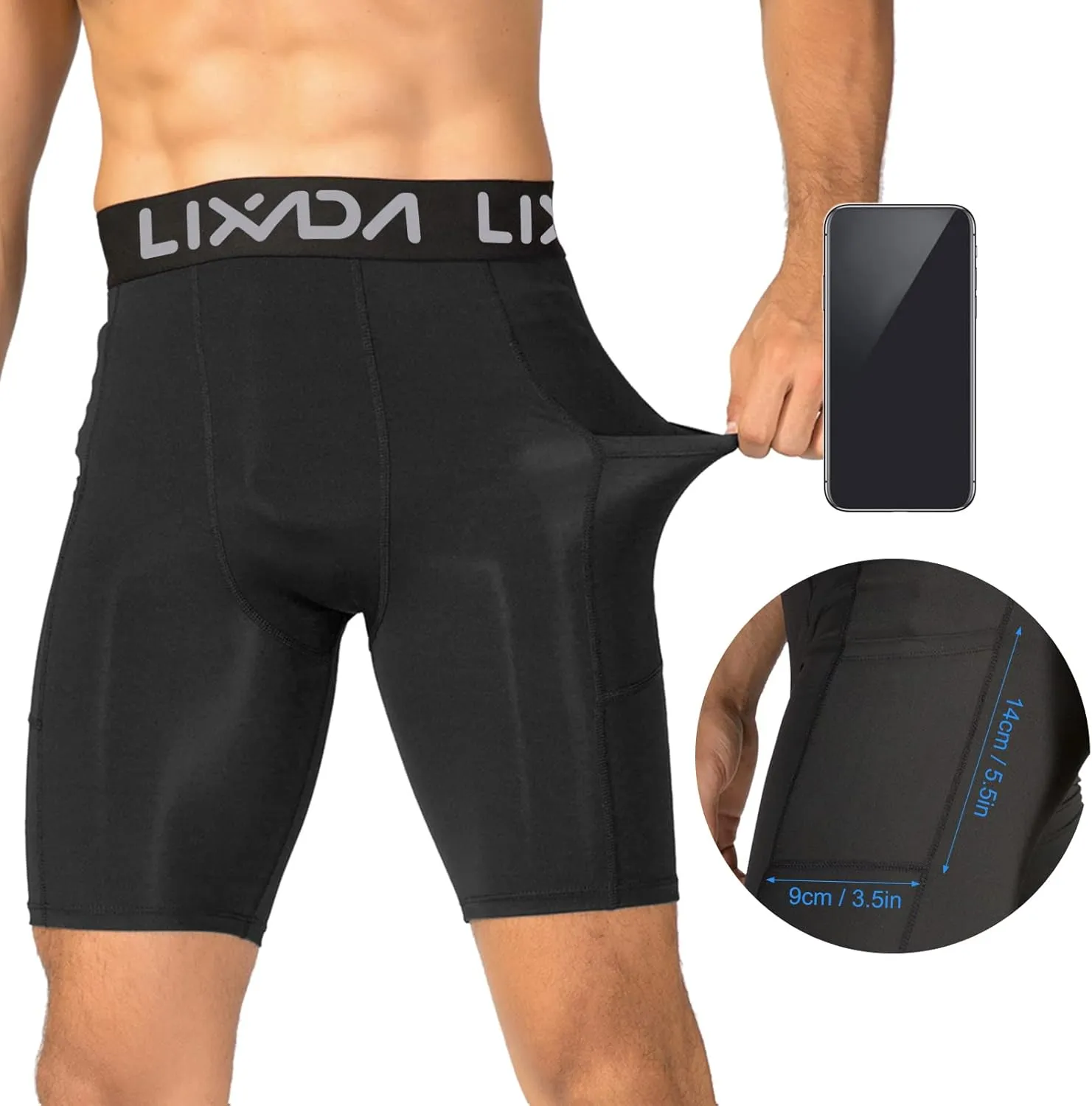 Lixada Men's Compression Shorts Pants 3Packs, Performance Sports Baselayer Cool Dry Tights Active Workout Underwear
