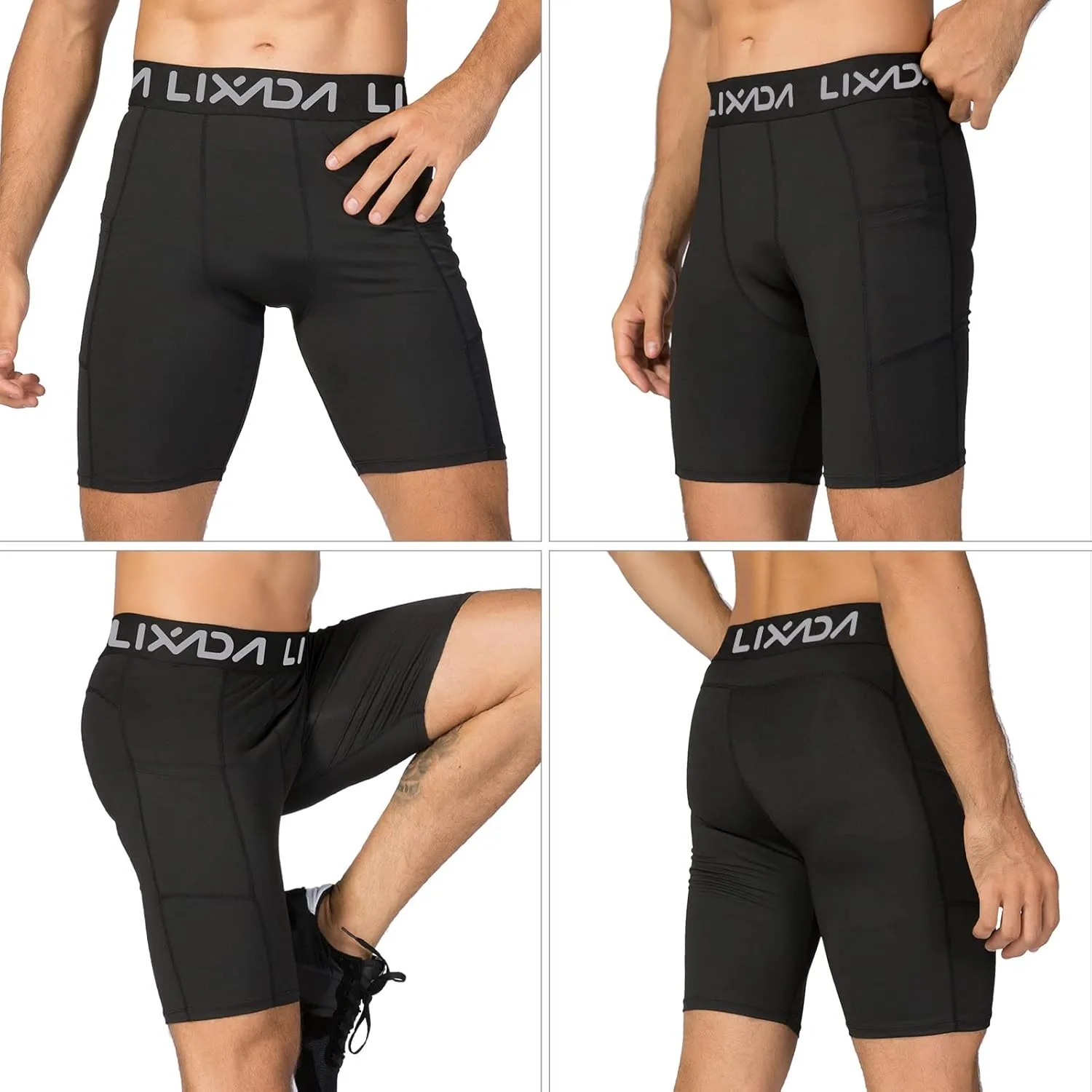 Lixada Men's Compression Shorts Pants 3Packs, Performance Sports Baselayer Cool Dry Tights Active Workout Underwear