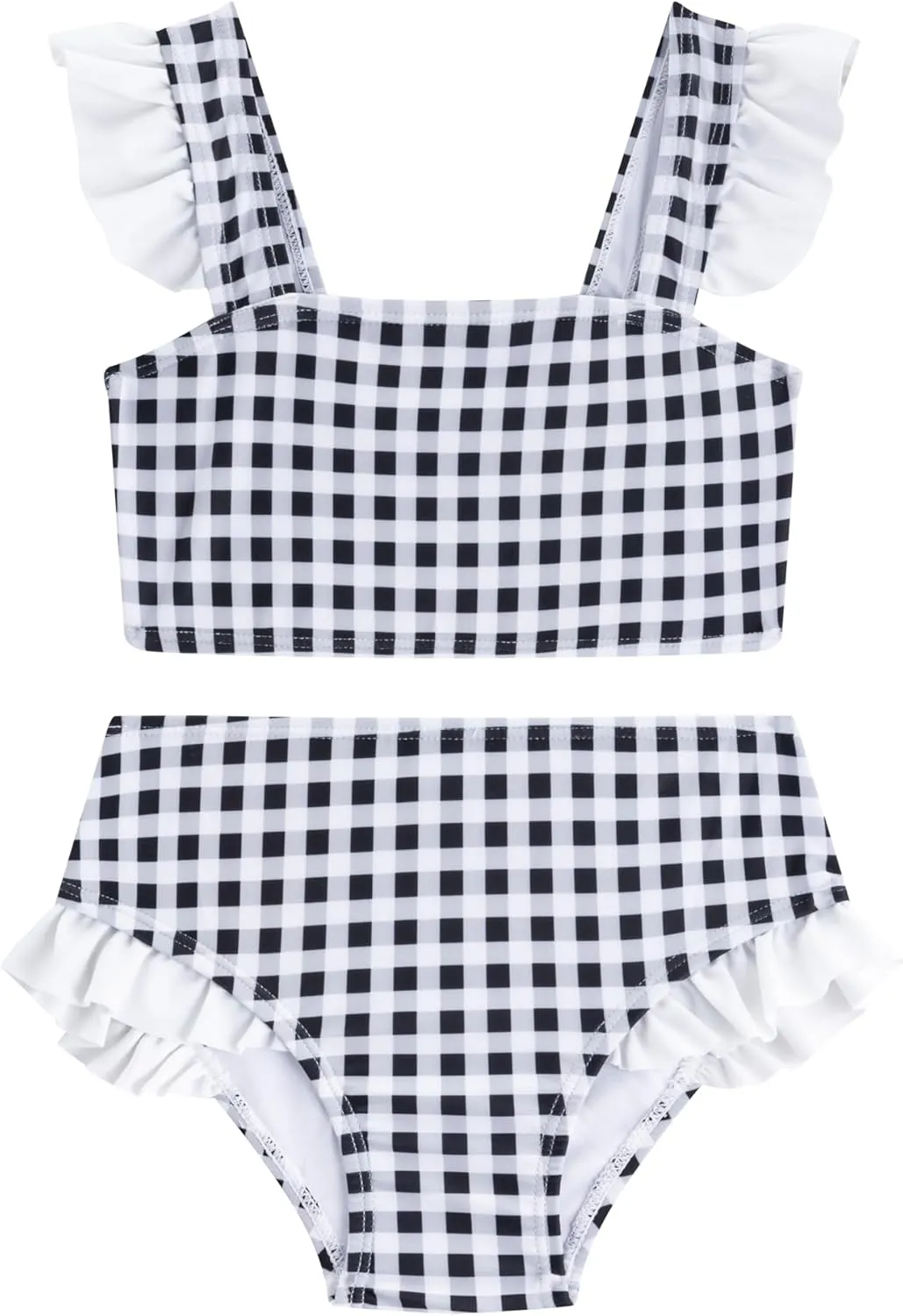 LIZENS Girls Plaid Swimwear Two Piece Trim Swimsuit 2-12 Toddler Beach Bathing Suit for Kids