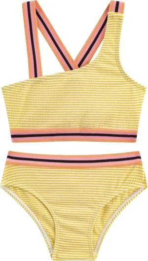 LIZENS Girls Two Piece Swimwear 2-12Years Stripe Print Bikini Set Beach Bathing Suit for Kids
