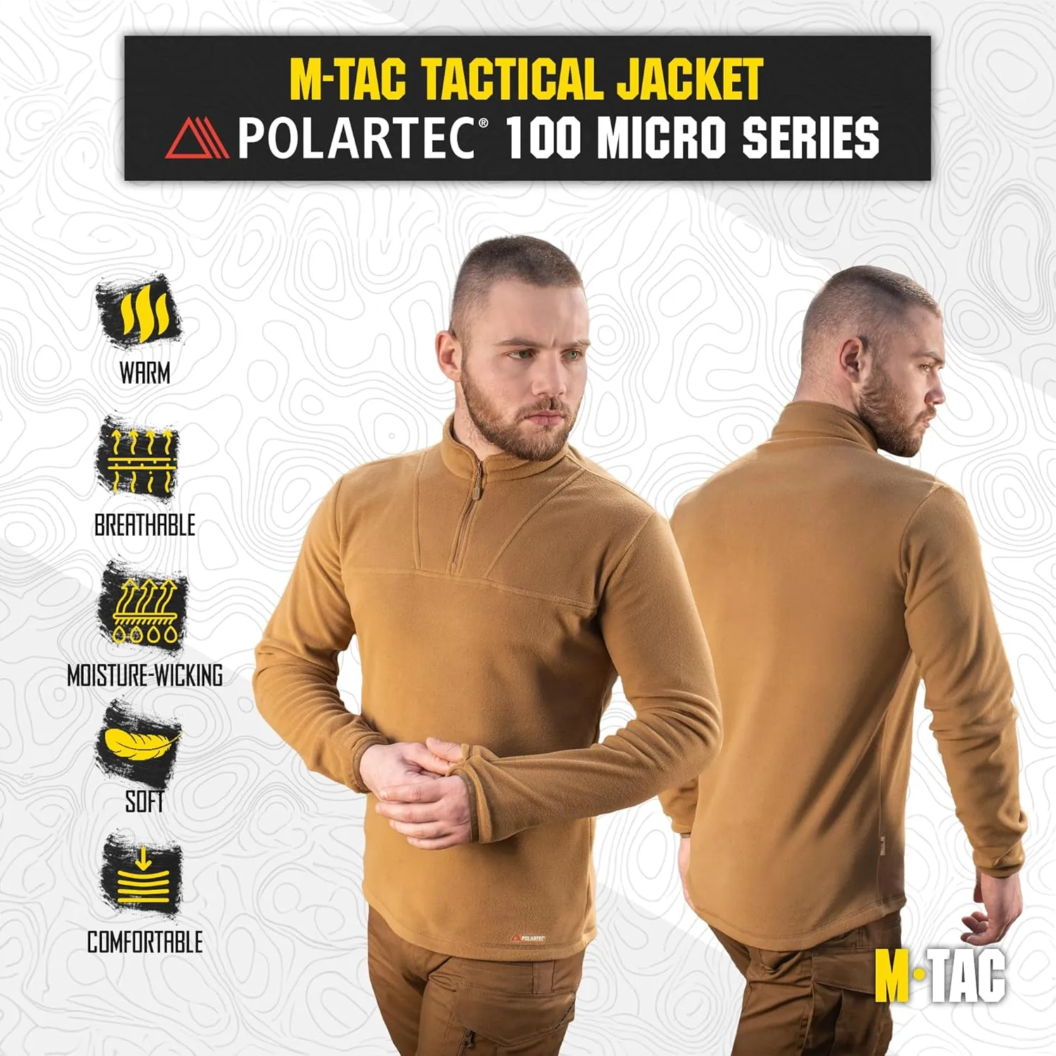 M-Tac Men's Tactical Fleece Pullover  Polartec Micro Series 1/4 Zip Underwear Sweater