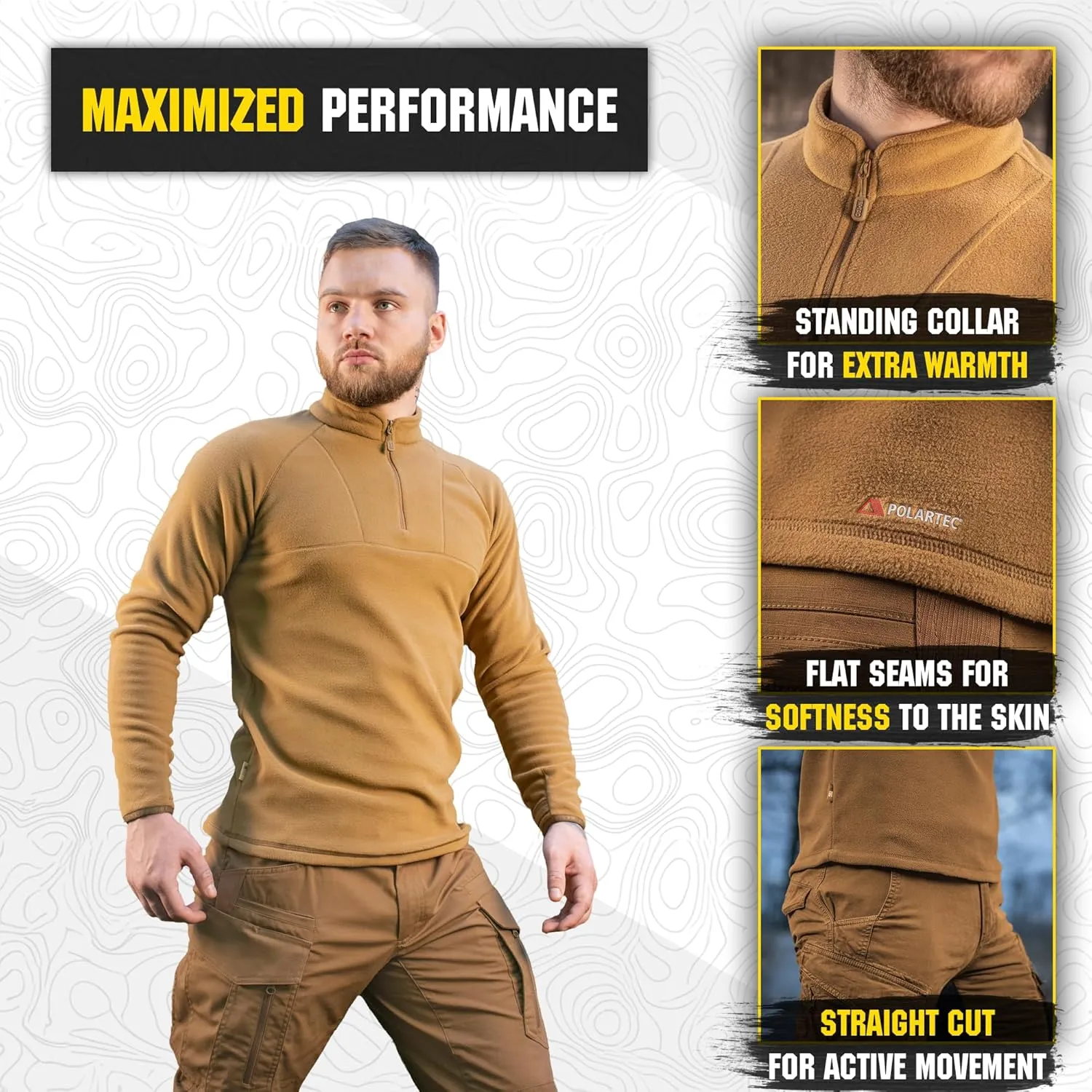 M-Tac Men's Tactical Fleece Pullover  Polartec Micro Series 1/4 Zip Underwear Sweater