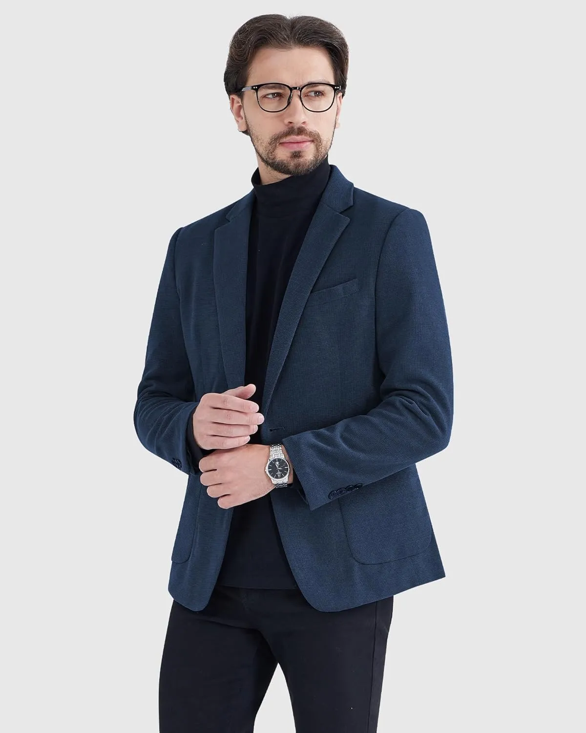 MAGE MALE One Button Blazer Tweed Suit Jacket British Coat