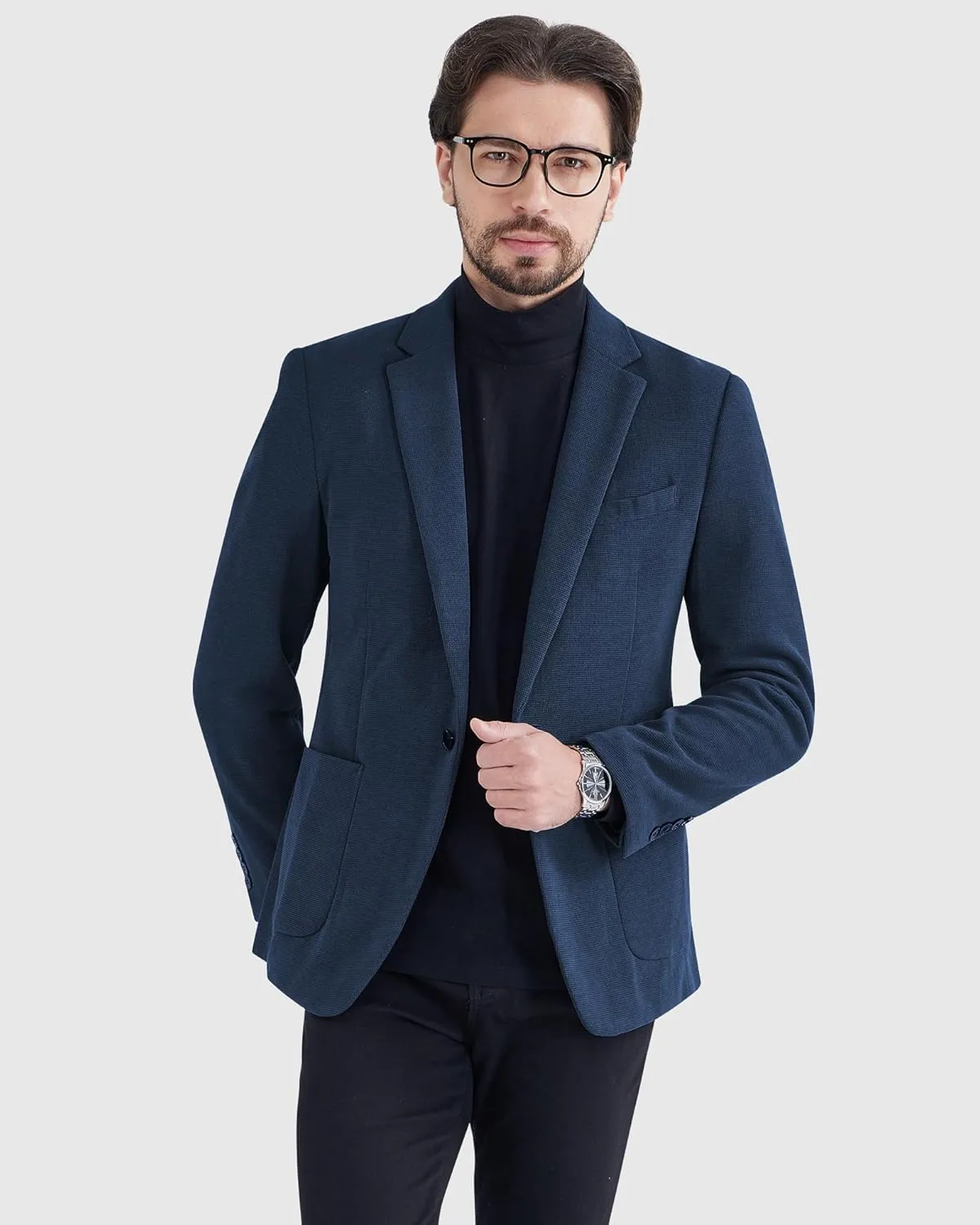 MAGE MALE One Button Blazer Tweed Suit Jacket British Coat