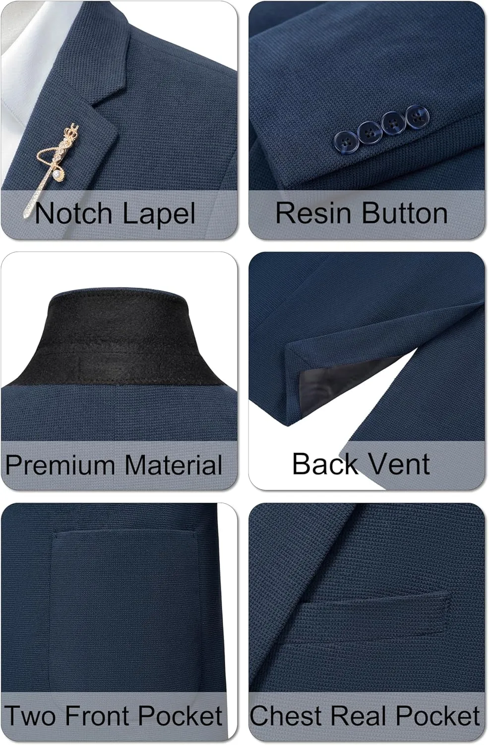 MAGE MALE One Button Blazer Tweed Suit Jacket British Coat
