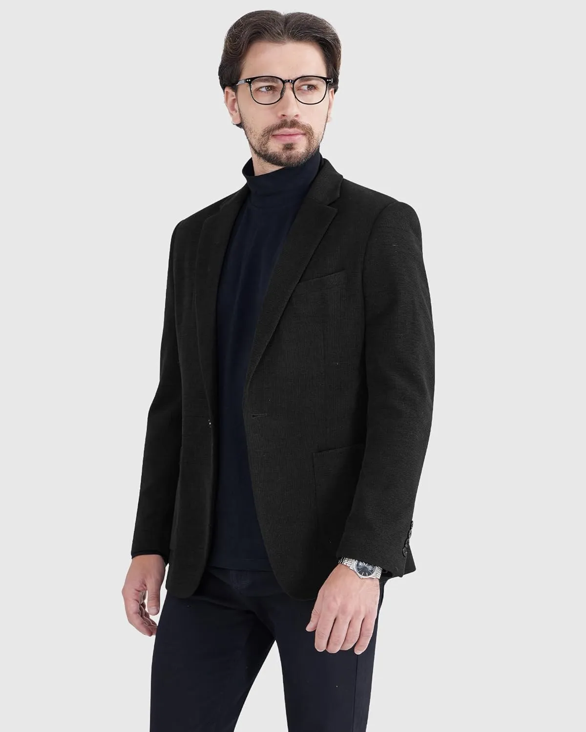 MAGE MALE One Button Blazer Tweed Suit Jacket British Coat