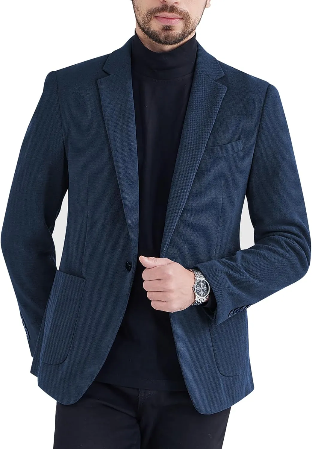 MAGE MALE One Button Blazer Tweed Suit Jacket British Coat
