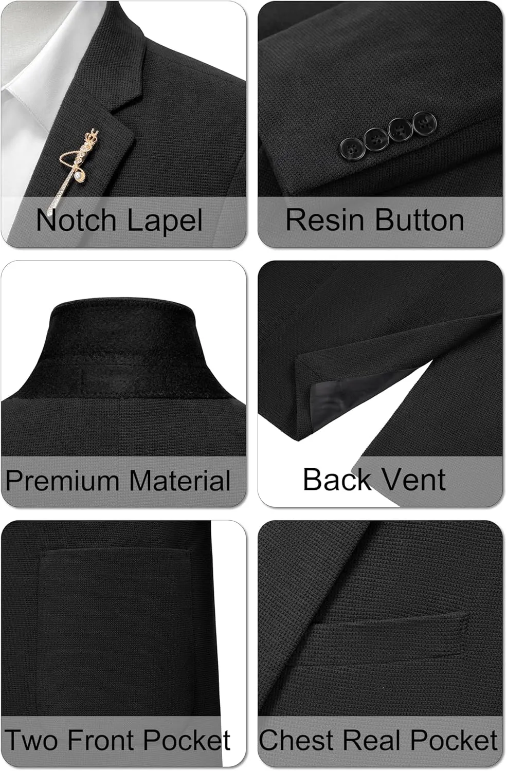 MAGE MALE One Button Blazer Tweed Suit Jacket British Coat