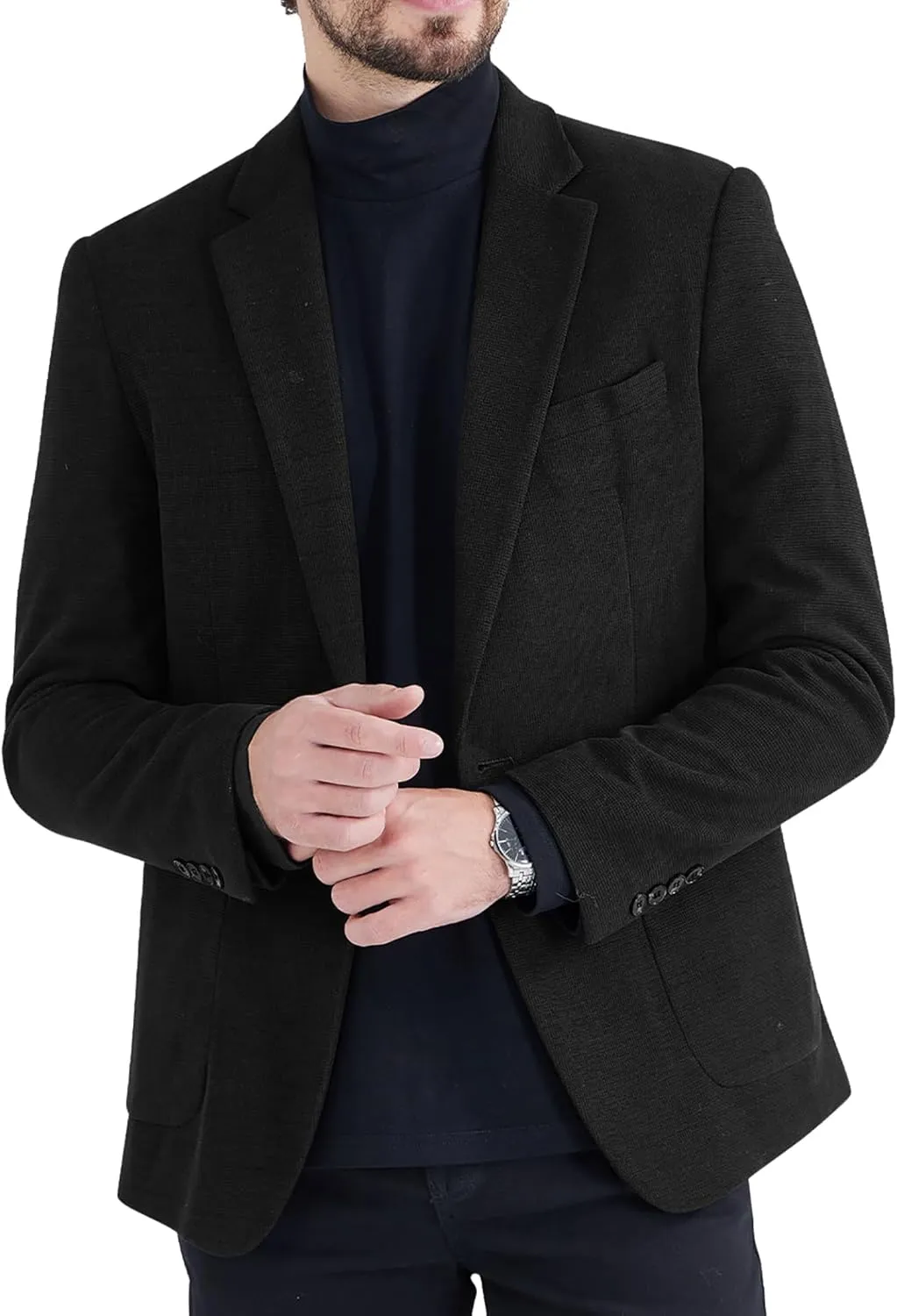 MAGE MALE One Button Blazer Tweed Suit Jacket British Coat