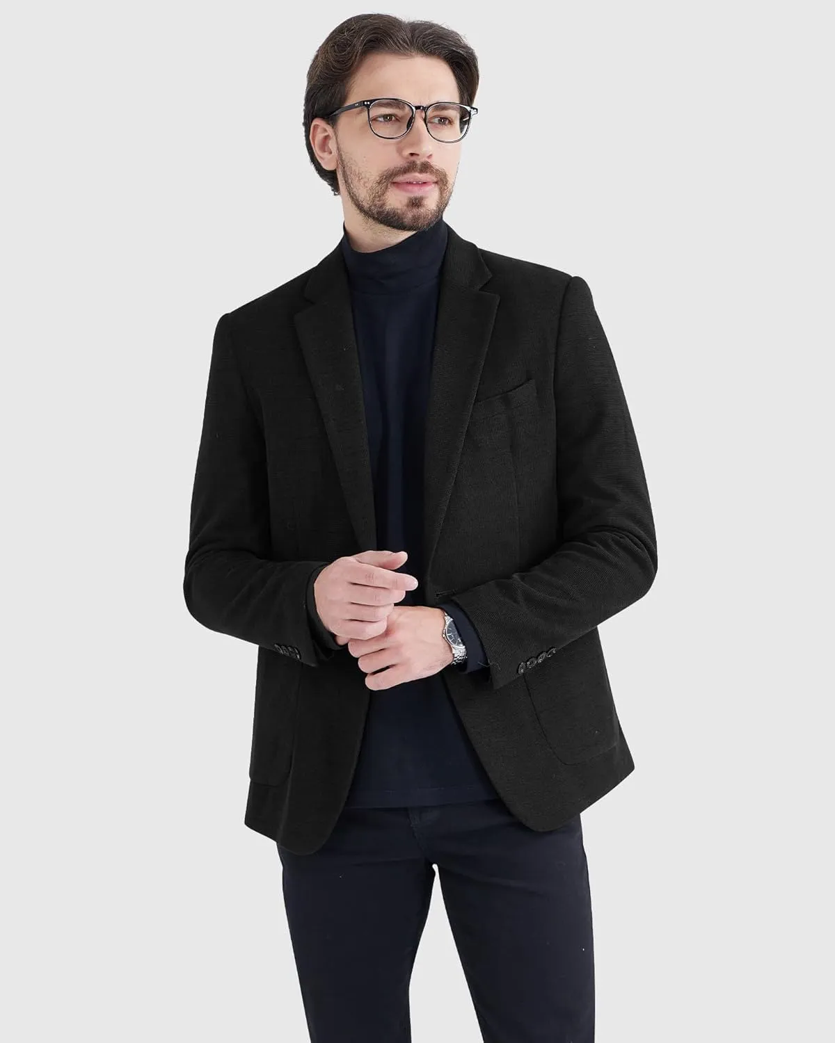 MAGE MALE One Button Blazer Tweed Suit Jacket British Coat