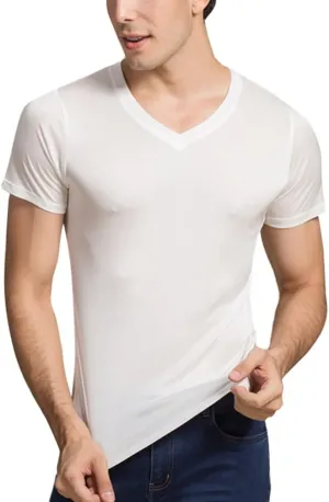 Men's Silk Shirt Soft Breathable Sport T-Shirt Underwear Slim Short/Long Sleeve Tops