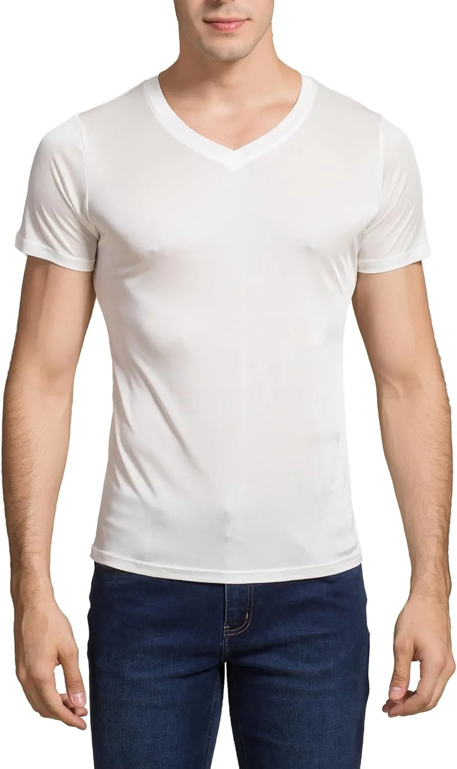 Men's Silk Shirt Soft Breathable Sport T-Shirt Underwear Slim Short/Long Sleeve Tops