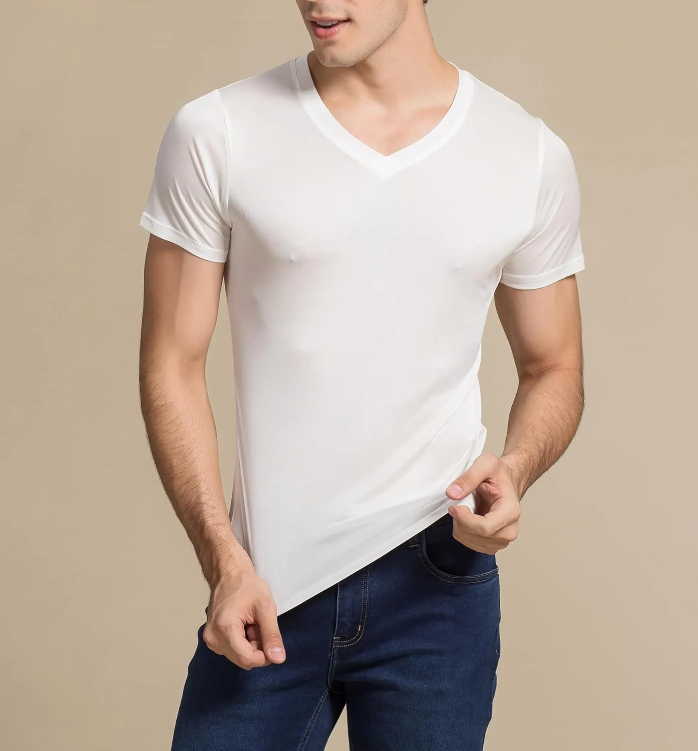 Men's Silk Shirt Soft Breathable Sport T-Shirt Underwear Slim Short/Long Sleeve Tops