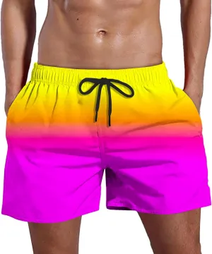 Men's Swim Trunks Quick Dry Shorts Board Solid Blue Mens Surfing Loose Plus Size Big and Tall Casual Swimming Bathing