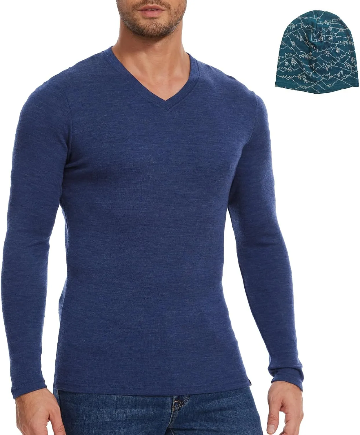 MERINNOVATION Merino Wool Base Layer Mens 100% Merino LS Thermal Shirts for Hiking Hunting,Lite, Midweight
