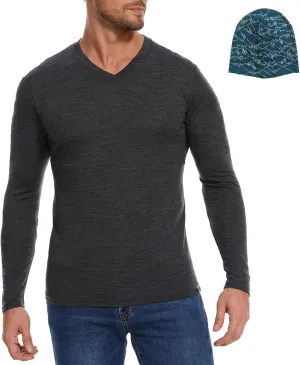 MERINNOVATION Merino Wool Base Layer Mens 100% Merino LS Thermal Shirts for Hiking Hunting,Lite, Midweight