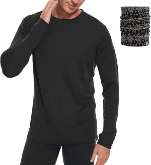 MERINNOVATION Merino Wool Base Layer Mens 100% Merino LS Thermal Shirts for Hiking,Lite, Midweight  Wool Accessory Included