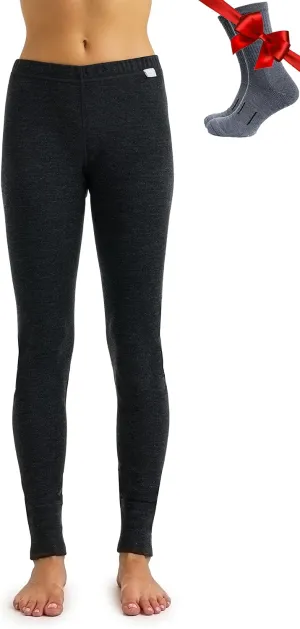 Merino Wool Base Layer Women Pants 100% Merino Wool Leggings Heavyweight, Midweight, Lite Thermal Underwear Bottom and Socks