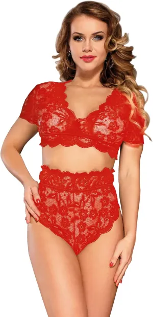 ohyeahlady Women Lace Lingerie Set 2 Piece Plus Size High Waist Bra and Panty Set Underwear