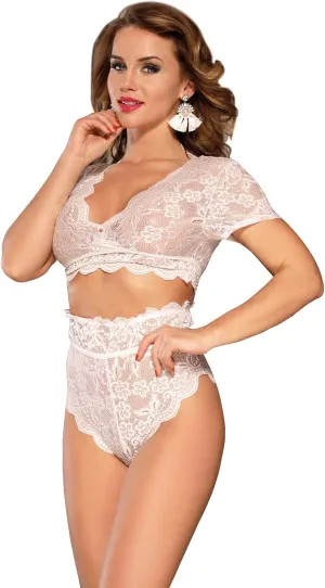 ohyeahlady Women Lace Lingerie Set 2 Piece Plus Size High Waist Bra and Panty Set Underwear