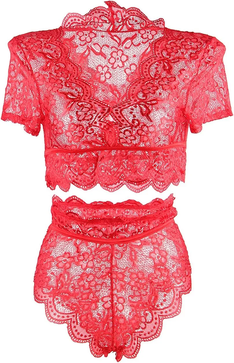 ohyeahlady Women Lace Lingerie Set 2 Piece Plus Size High Waist Bra and Panty Set Underwear
