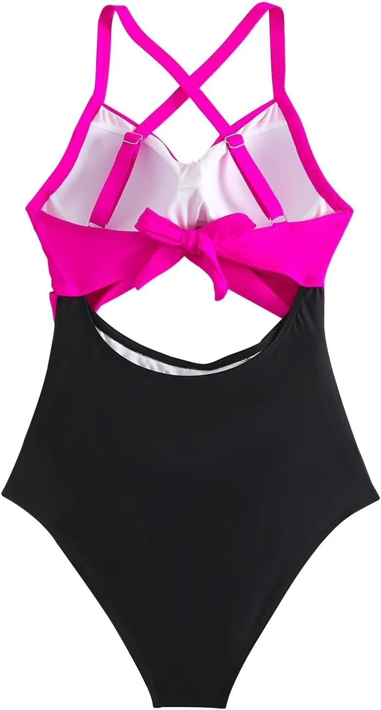 One Piece Swimsuit Women Sexy Tummy Control Cutout High Waisted Bathing Suit Halter Neck Criss Cross Back Swimsuits