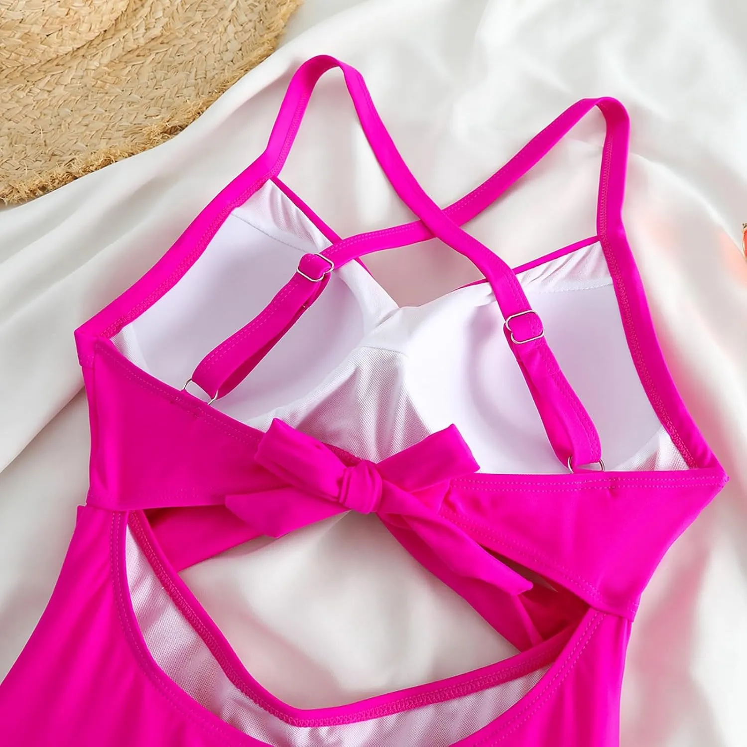 One Piece Swimsuits Women Tummy Control Thong Monokini Cutout High Waisted Bathing Suit Criss Cross Tie Back Monokinis