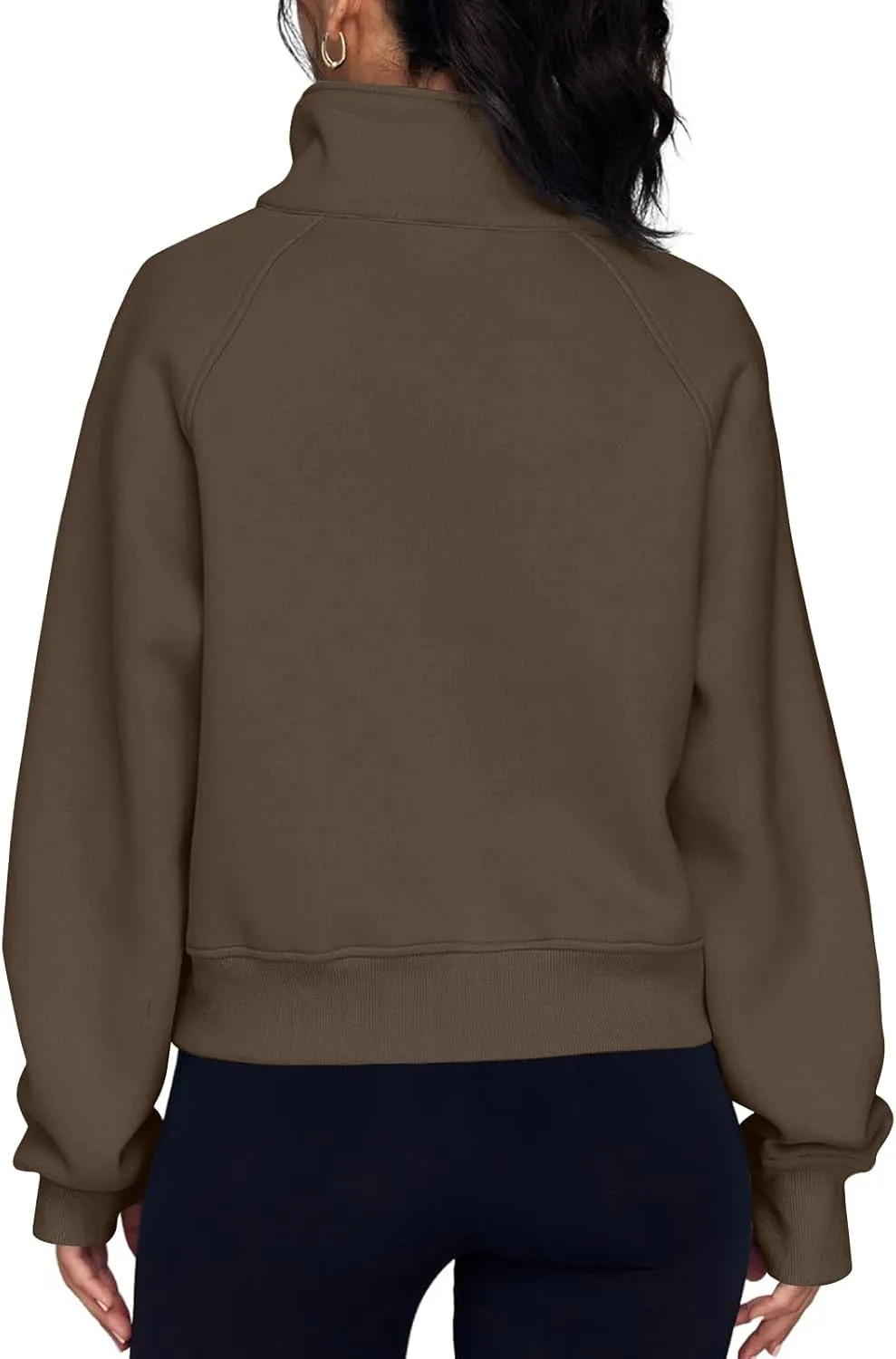Oversized Sweatshirt for Women Trendy Long Sleeve Fleece Half Zip Pullover Preppy Fall Cropped Sweatshirt Thumb Hole