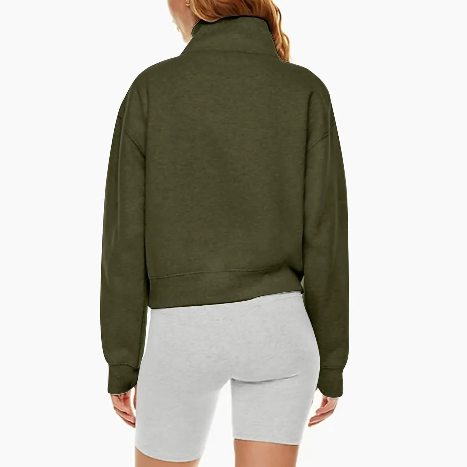 Oversized Sweatshirt for Women Trendy Long Sleeve Fleece Half Zip Pullover Preppy Fall Cropped Sweatshirt Thumb Hole