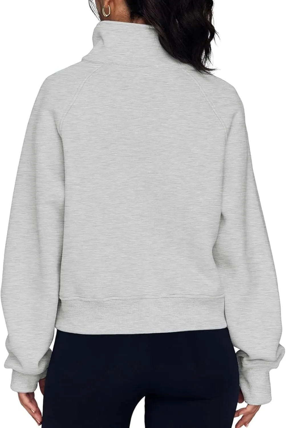 Oversized Sweatshirt for Women Trendy Long Sleeve Fleece Half Zip Pullover Preppy Fall Cropped Sweatshirt Thumb Hole