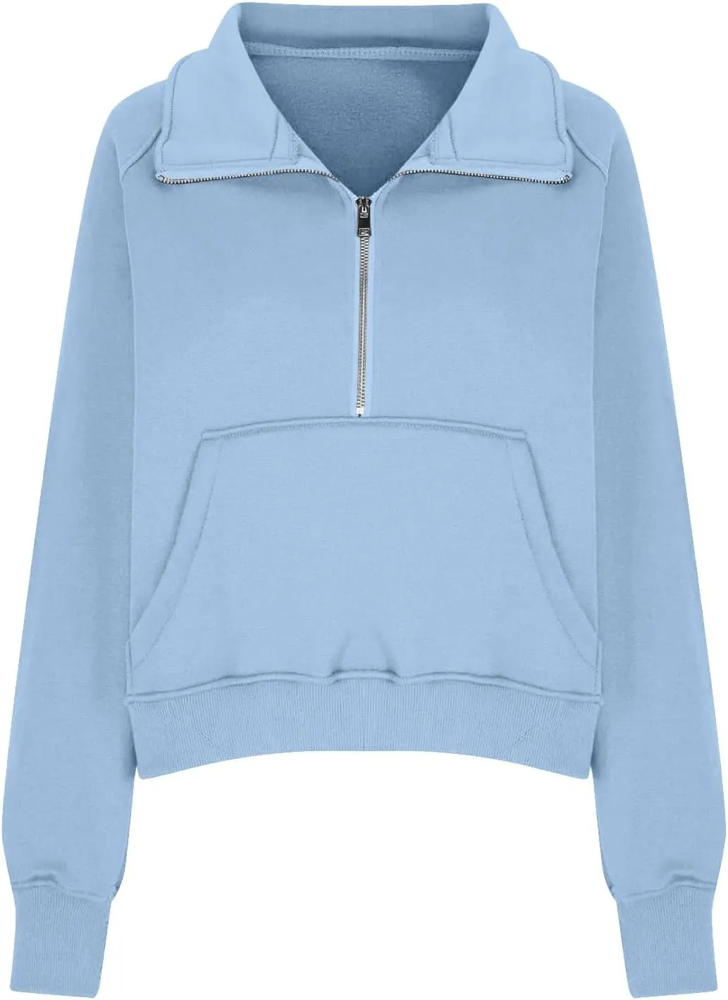 Oversized Sweatshirt for Women Trendy Long Sleeve Fleece Half Zip Pullover Preppy Fall Cropped Sweatshirt Thumb Hole