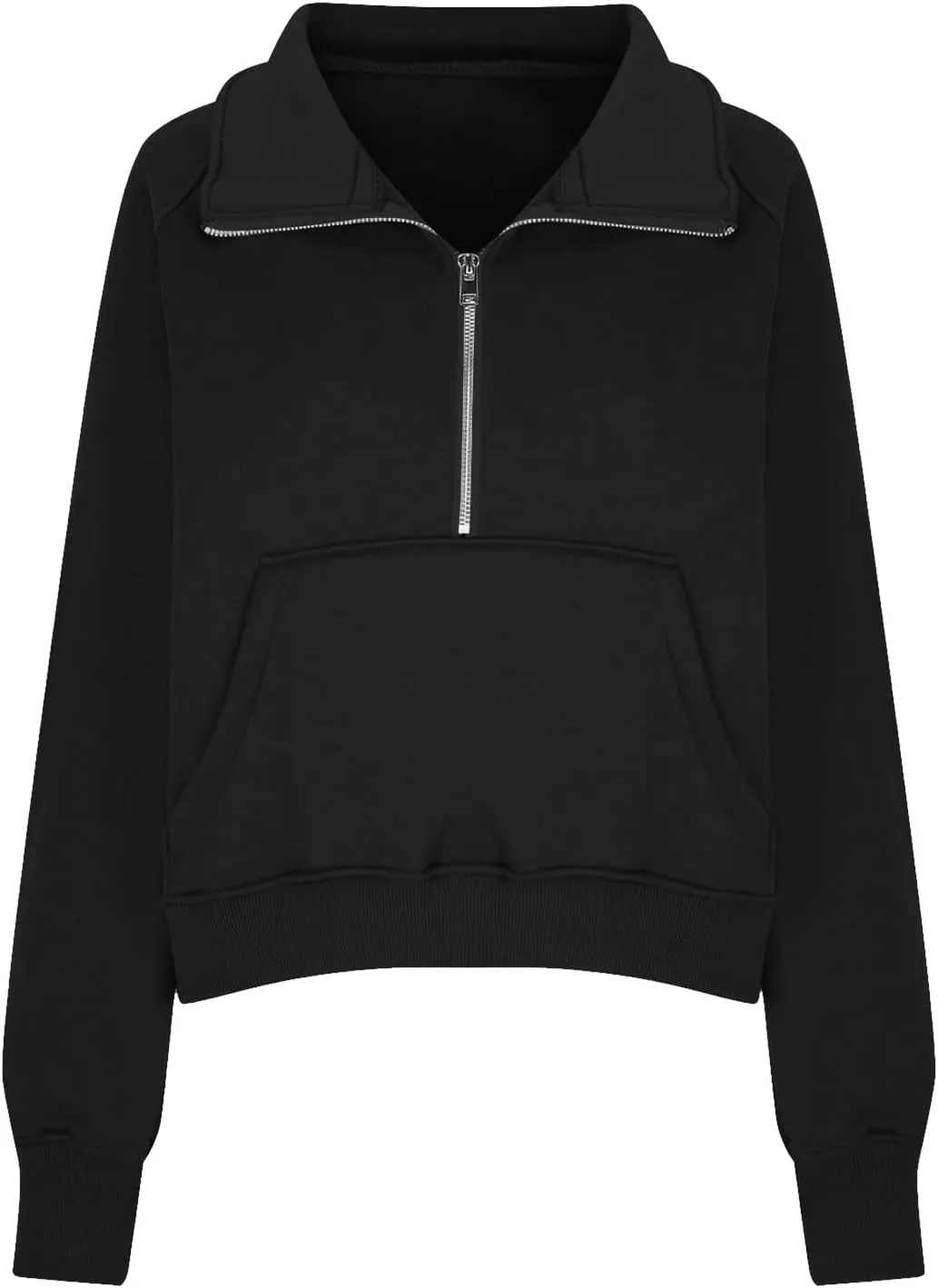 Oversized Sweatshirt for Women Trendy Long Sleeve Fleece Half Zip Pullover Preppy Fall Cropped Sweatshirt Thumb Hole
