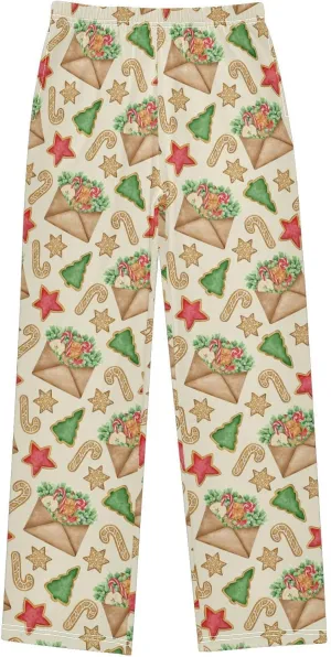 Pigsaly Boys' Pants Christmas Gingerbread Cookies Long Bottoms Xmas Trees Red Star Jogger Pants Elastic Waist Trousers S