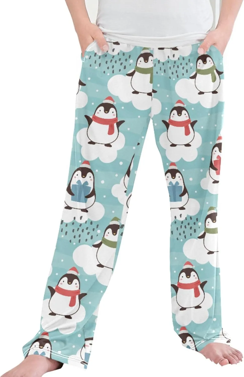 Pigsaly Boys' Pants Christmas Penguin Snow Long Bottoms Stars Cartoon Animal Jogger Pants Elastic Waist Trousers Pockets S