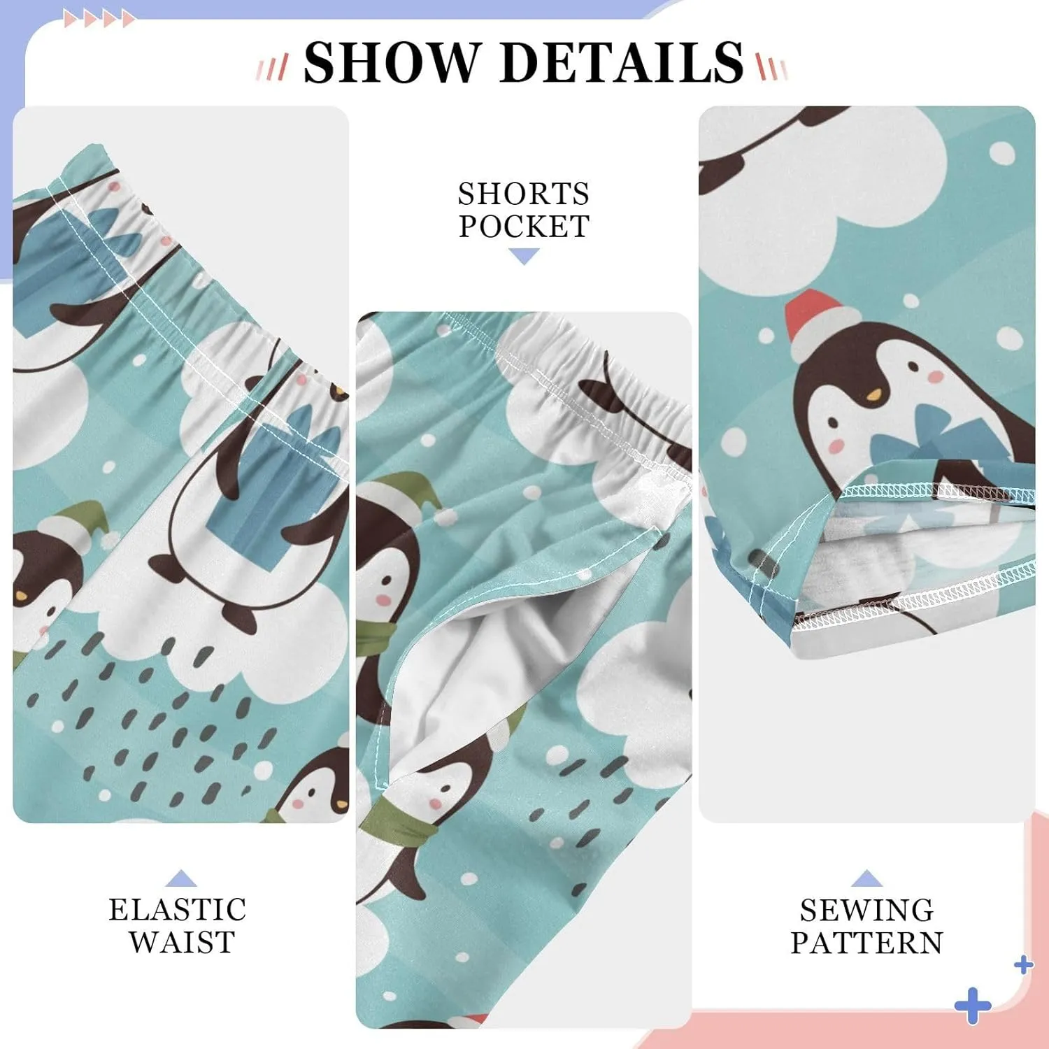 Pigsaly Boys' Pants Christmas Penguin Snow Long Bottoms Stars Cartoon Animal Jogger Pants Elastic Waist Trousers Pockets S