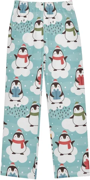 Pigsaly Boys' Pants Christmas Penguin Snow Long Bottoms Stars Cartoon Animal Jogger Pants Elastic Waist Trousers Pockets S