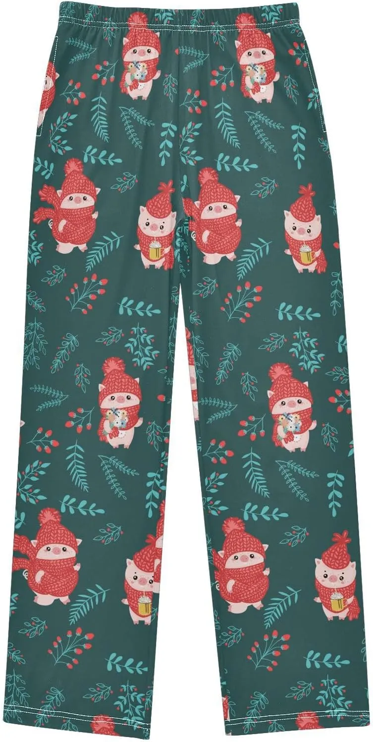 Pigsaly Boys' Pants Christmas Tree Pig Rabbit Long Bottoms Gifts Toys Star Jogger Pants Elastic Waist Trousers Pockets S