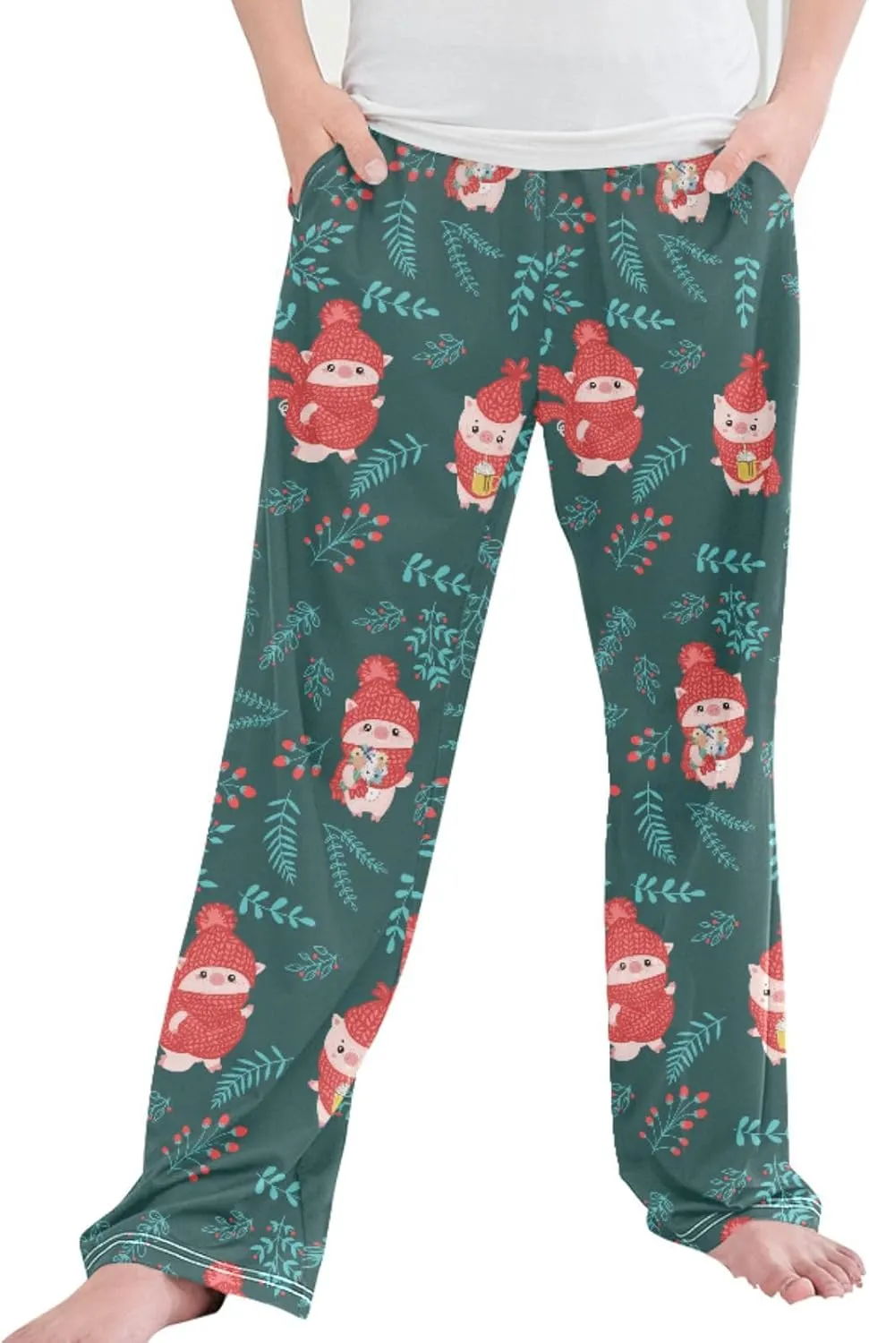 Pigsaly Boys' Pants Christmas Tree Pig Rabbit Long Bottoms Gifts Toys Star Jogger Pants Elastic Waist Trousers Pockets S