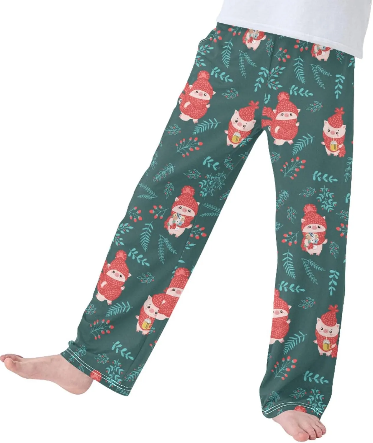 Pigsaly Boys' Pants Christmas Tree Pig Rabbit Long Bottoms Gifts Toys Star Jogger Pants Elastic Waist Trousers Pockets S
