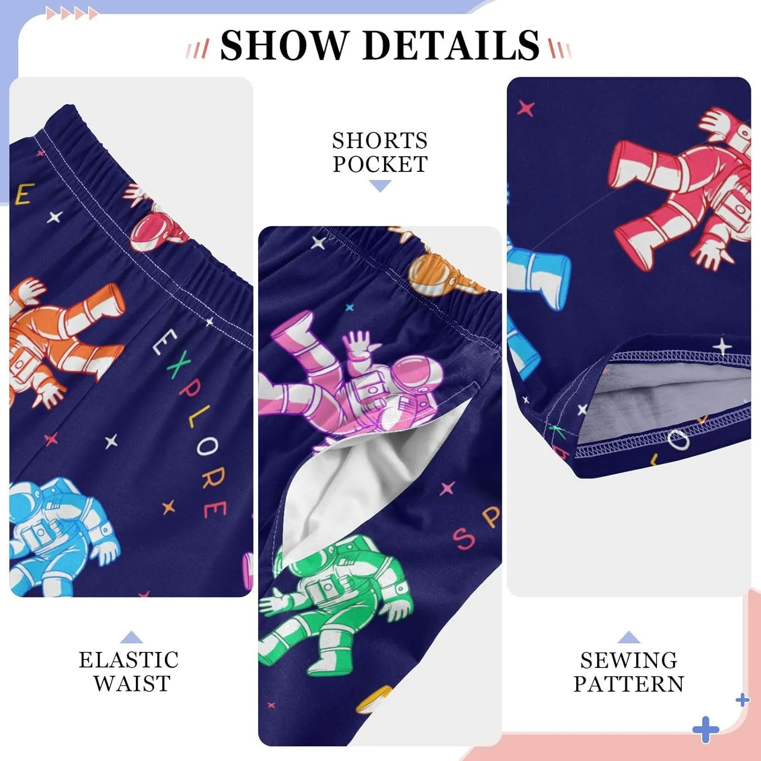 Pigsaly Boys' Pants Cosmonaut Spacesuit Spacewalk Long Bottoms Funny Space Stars Jogger Pants Elastic Waist Trousers S