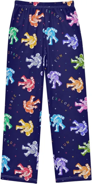 Pigsaly Boys' Pants Cosmonaut Spacesuit Spacewalk Long Bottoms Funny Space Stars Jogger Pants Elastic Waist Trousers S