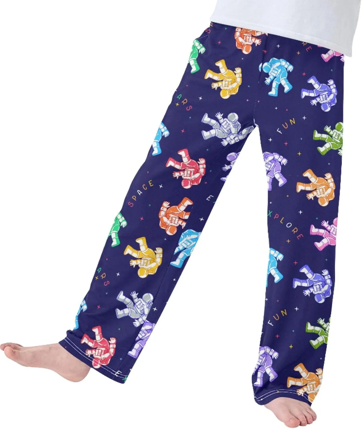 Pigsaly Boys' Pants Cosmonaut Spacesuit Spacewalk Long Bottoms Funny Space Stars Jogger Pants Elastic Waist Trousers S