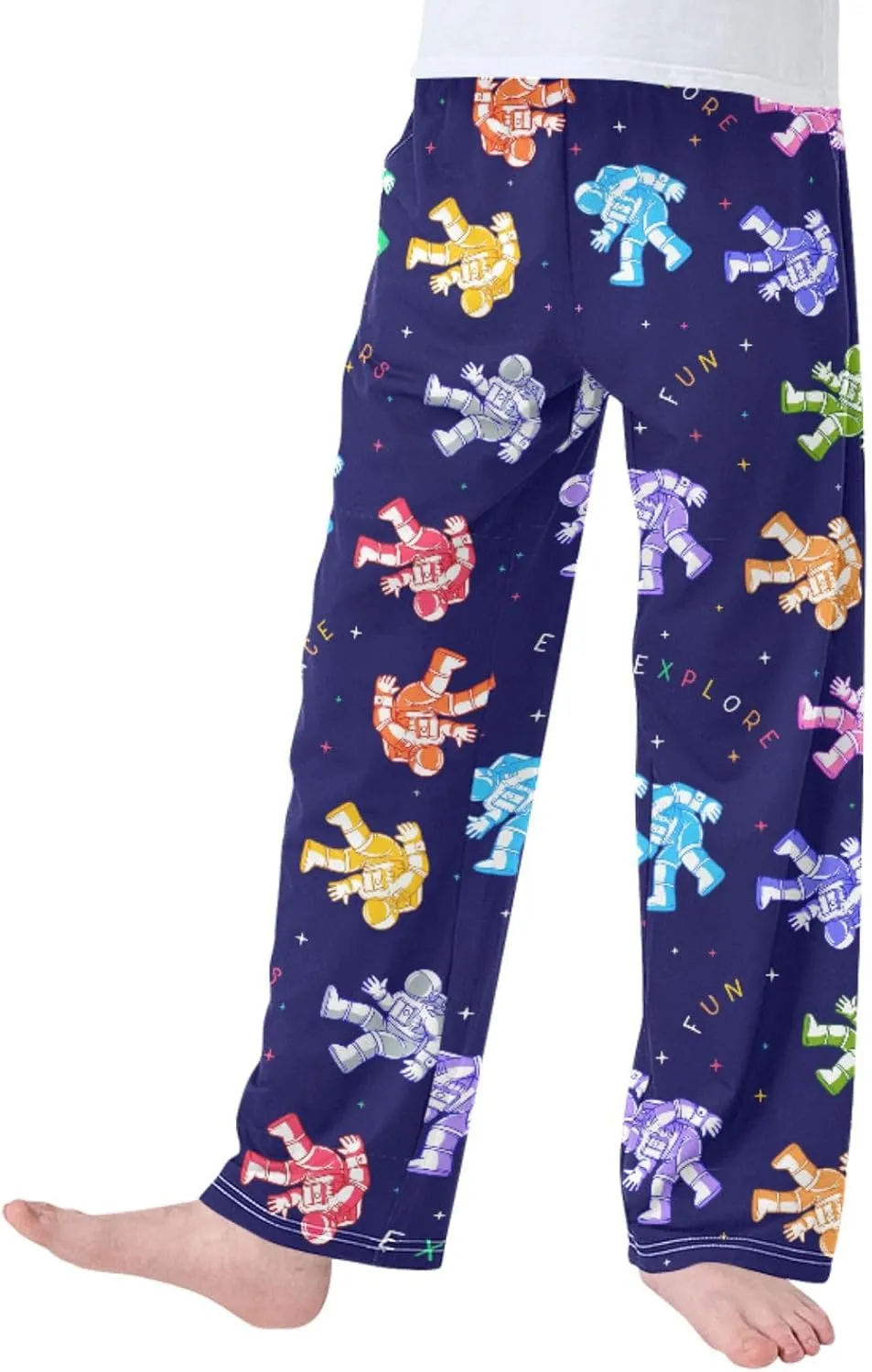 Pigsaly Boys' Pants Cosmonaut Spacesuit Spacewalk Long Bottoms Funny Space Stars Jogger Pants Elastic Waist Trousers S