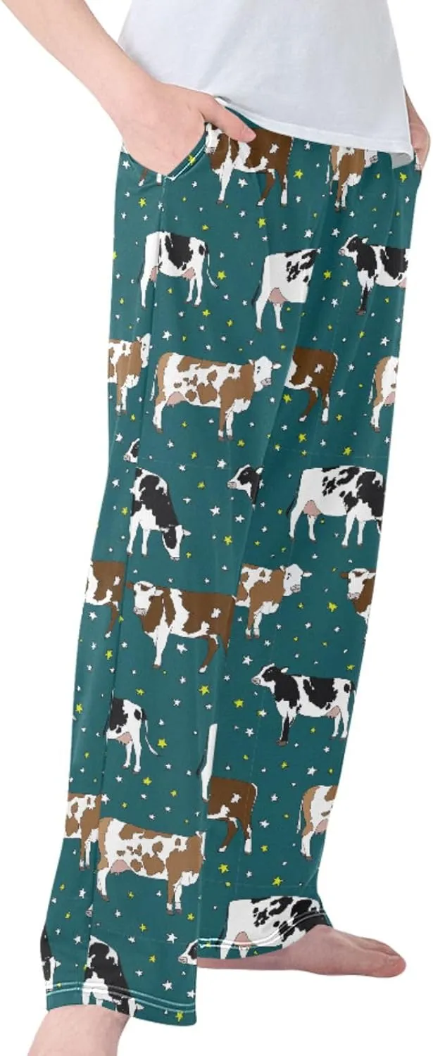 Pigsaly Boys' Pants Cows Meadow Star Long Bottoms Farm Highland Cattle Jogger Pants Elastic Waist Trousers with Pockets S