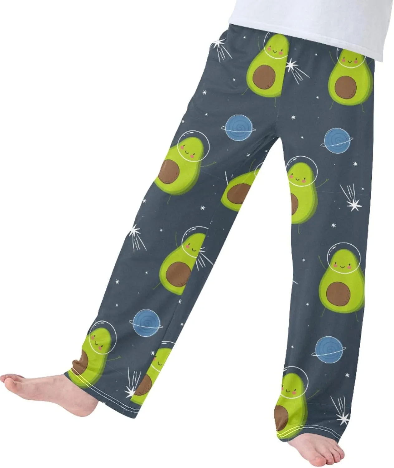 Pigsaly Boys' Pants Cute Avocado Galaxy Star Long Bottoms Planet Helmet Fruit Core Jogger Pants Elastic Waist Trousers S
