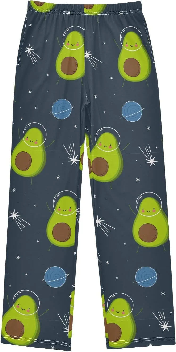 Pigsaly Boys' Pants Cute Avocado Galaxy Star Long Bottoms Planet Helmet Fruit Core Jogger Pants Elastic Waist Trousers S