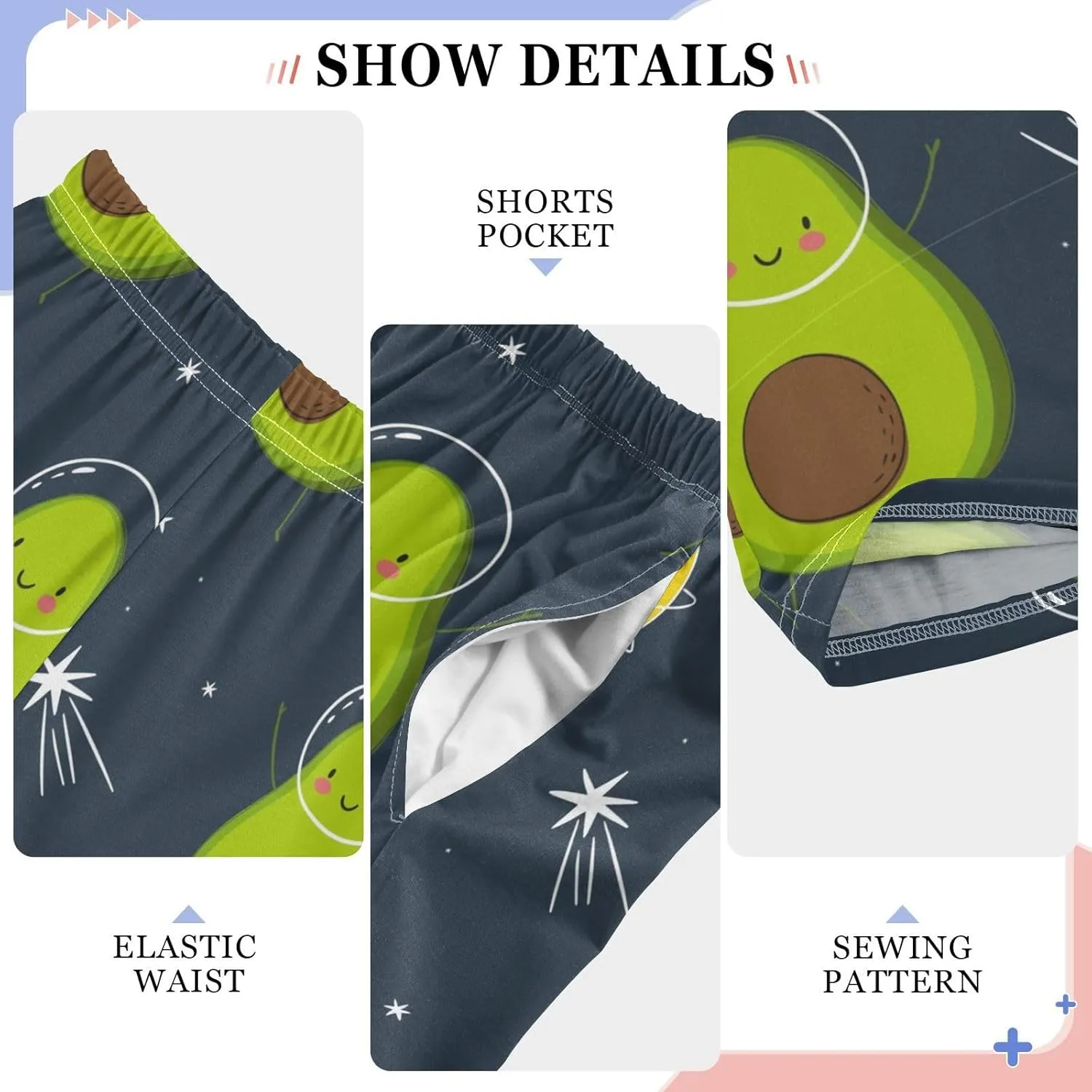 Pigsaly Boys' Pants Cute Avocado Galaxy Star Long Bottoms Planet Helmet Fruit Core Jogger Pants Elastic Waist Trousers S