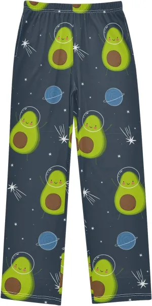 Pigsaly Boys' Pants Cute Avocado Galaxy Star Long Bottoms Planet Helmet Fruit Core Jogger Pants Elastic Waist Trousers S