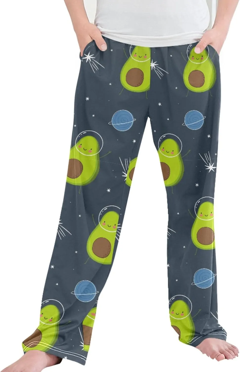 Pigsaly Boys' Pants Cute Avocado Galaxy Star Long Bottoms Planet Helmet Fruit Core Jogger Pants Elastic Waist Trousers S