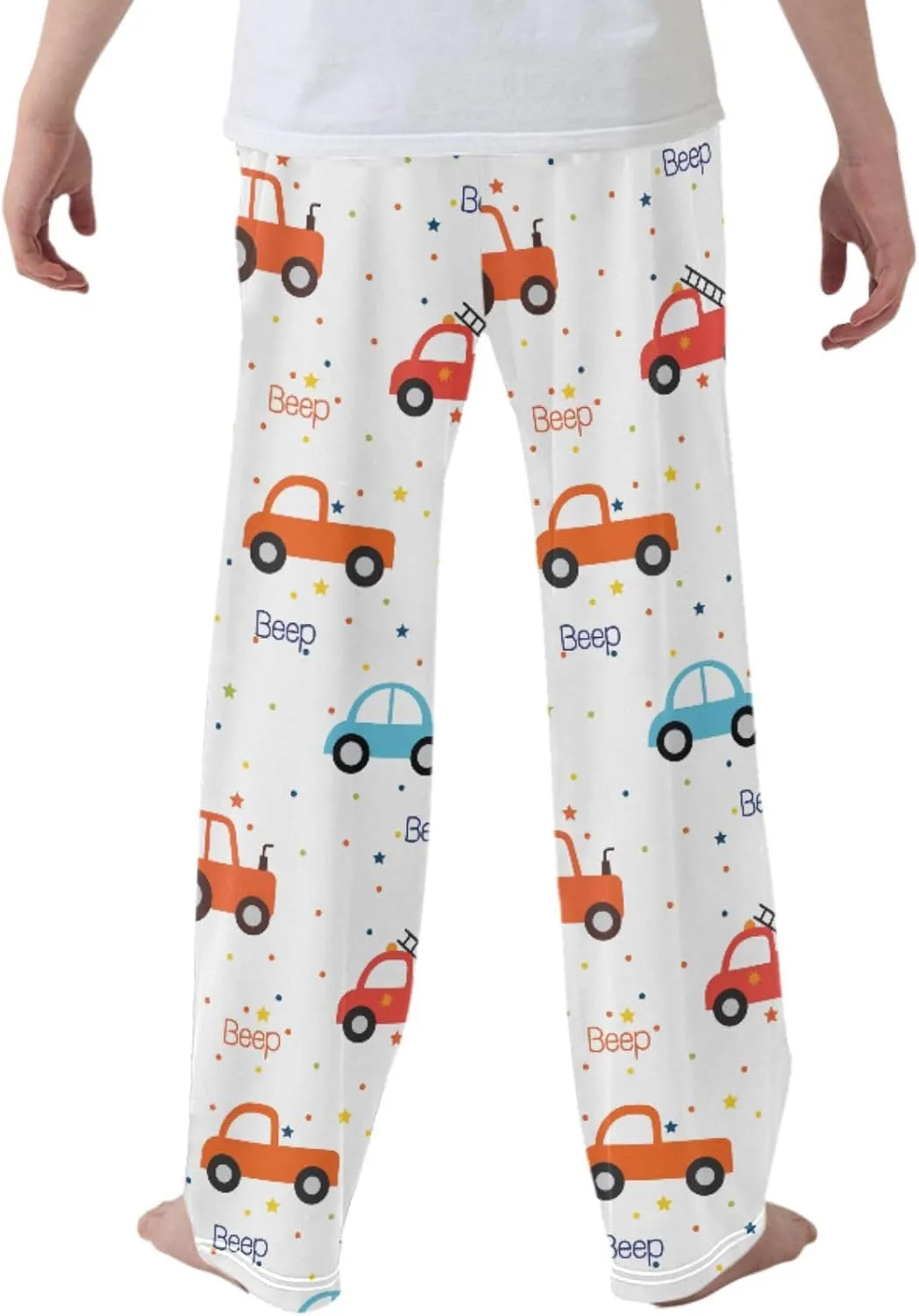 Pigsaly Boys' Pants Cute Car Stars Long Bottoms Colorful Toy Vehicles Jogger Pants Elastic Waist Trousers With Pockets S